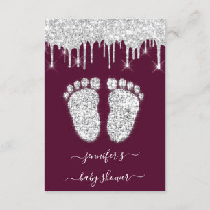 Silver Drift Burgundy Baby Boy Shower Feet Kaart