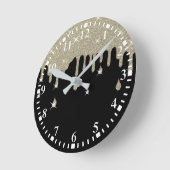 Silver Drip Glitter Effect & Sparkles  Ronde Klok (Hoek)