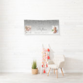 Silver Dripping Glitter Two Photo 80th Birthday Spandoek (Insitu)