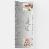 Silver Dripping Glitter Two Photo 80th Birthday Spandoek (Verticaal)