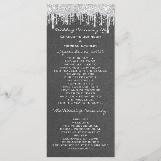 Silver Drips Événement Mariage Programme Formal Gr (Devant)