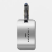 SIlver Drips Glitter Metal Monogram Bagagelabel (Achterkant verticaal)