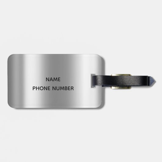 SIlver Drips Glitter Metal Monogram Bagagelabel (Achterkant horizontaal)