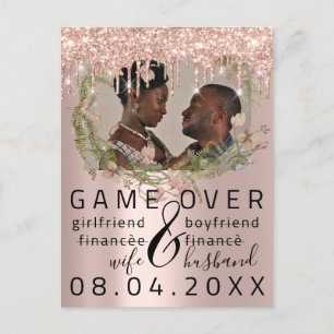 Silver DripsFunny Save the Date Florals Photo Briefkaart