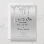 Silver Driving Glitter Glam Trendy Elegant Save The Date (Voorkant)