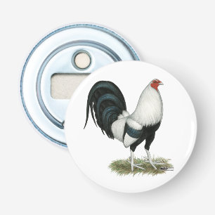 Silver Duckwing Gamecock Button Flesopener