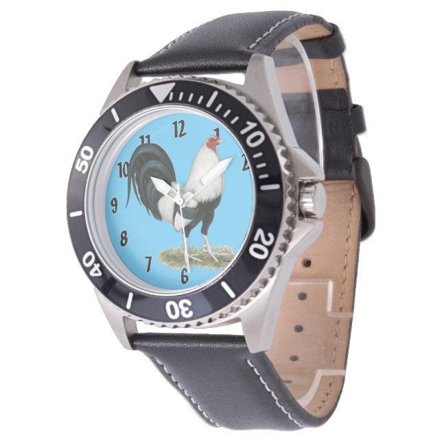 Silver Duckwing Gamecock Horloge (Gekanteld)