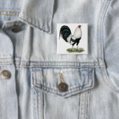 Silver Duckwing Gamecock Vierkante Button 5,1 Cm (In situ)