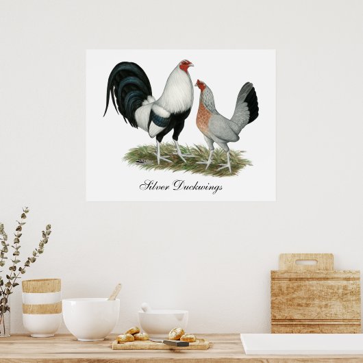 Silver Duckwing Gamefowl Poster (Keuken)