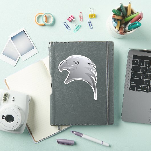 Silver Eagle Head - Contour Vinyl Sticker (iPad Cover)