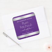Silver Effect Paars Plum Soy Candles Packaging Vierkante Sticker (Envelop)