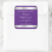 Silver Effect Paars Plum Soy Candles Packaging Vierkante Sticker (Tas)
