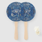 Silver Egyptian Eye of Horus over blauwe marmer Handwaaier (Voorkant en achterkant)