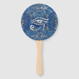 Silver Egyptian Eye of Horus over blauwe marmer Handwaaier
