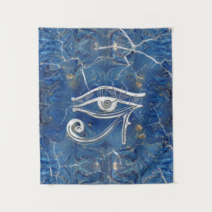 Silver Egyptian Eye of Horus over blauwe marmer Wandkleed