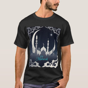 Silver Eid Mubarak Moskee Design Mannen Tshirt