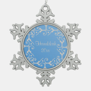 Silver Elegance Blue Hanukkah Snowflake Tin Sneeuwvlok Ornament