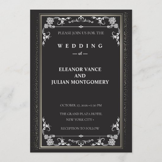 Silver Elegance Collection Wedding Invitation (Devant)