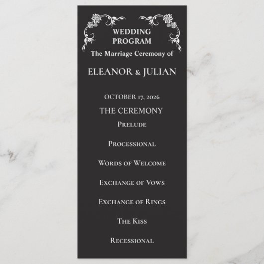 Silver Elegance Collection Wedding Program Rack Programma (Voorkant)
