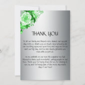 Silver Elegance en Green Rozen Wedding Bedankkaart (Voorkant)