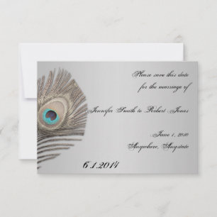 Silver Elegance Peacock Sla de datum op Save The Date