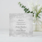 Silver Elegance Sparking Modern Square Wedding Kaart (Staand voorkant)
