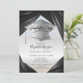 Silver Elegant Afstudeerder Pet Afstuderen Kaart (Staand voorkant)