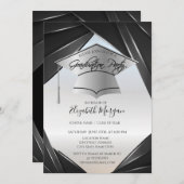 Silver Elegant Afstudeerder Pet Afstuderen Kaart (Voorkant / Achterkant)