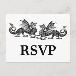 Silver Elegant Dragons Response Briefkaart