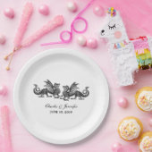 Silver Elegant Dragons Weddenschap Paper Borden Papieren Bordje (Feest)