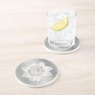 Silver Elegant Lotus OM Zandsteen Onderzetter