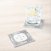 Silver elegant   monogram vierkante kartonnen onderzetter (Insitu)