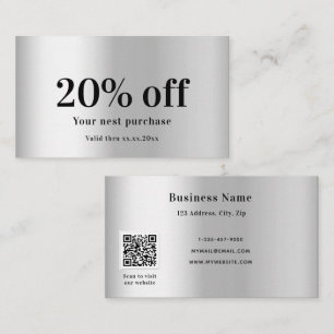Silver elegant qr code kortingskaartje