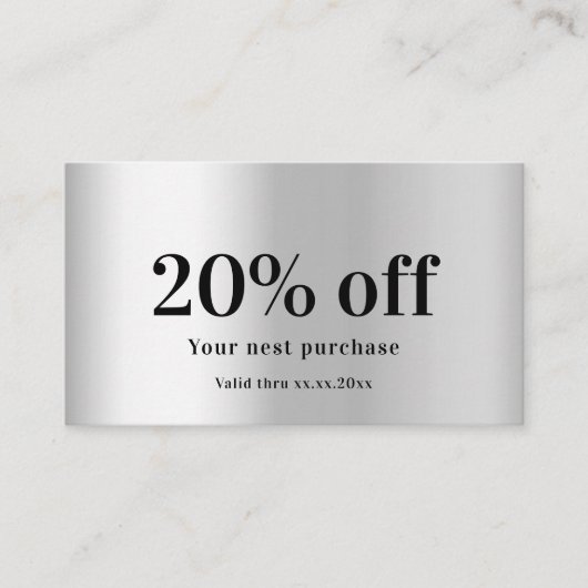 Silver elegant qr code kortingskaartje (Voorkant)