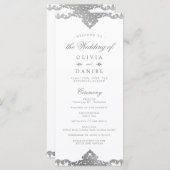 Silver elegant romantisch  vintage bruiloft programma (Voorkant / Achterkant)