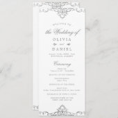 Silver elegant romantisch vintage bruiloft programma (Voorkant / Achterkant)