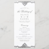 Silver elegant romantisch  vintage bruiloft programma (Voorkant)