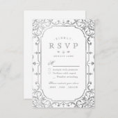 Silver elegant vintage bruiloft RSVP (Voorkant / Achterkant)