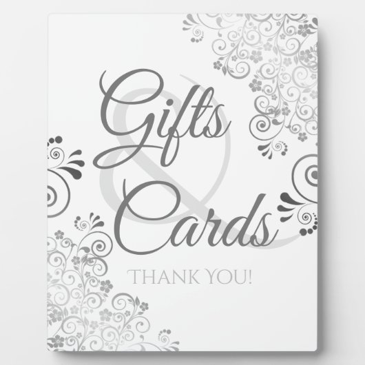 Silver Elegant Wedding Gifts & Cards Plaque Sign Fotoplaat (Voorkant)