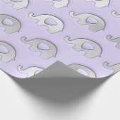Silver Elephants Baby shower Boy Lavender Gray Gre Cadeaupapier (Hoek)