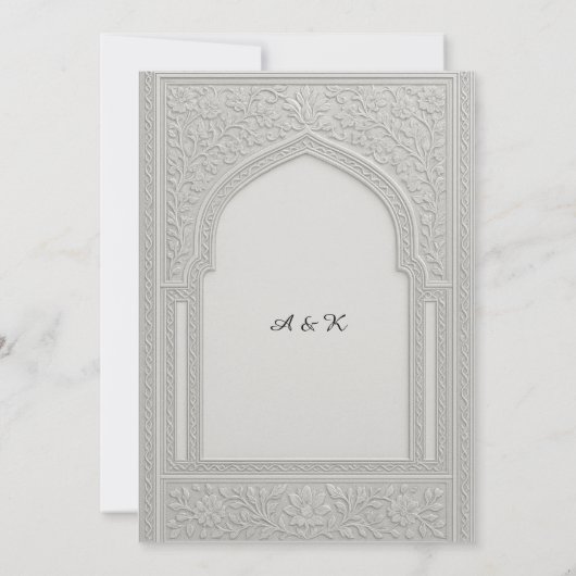 Silver Embossed Floral Arch Wedding save the date Kaart (Achterkant)