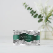 Silver emerald green agate marmer QR code foto Visitekaartje (Staand voorkant)