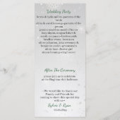 Silver Emerald Green snewflakes winterbruiloft Programma (Achterkant)