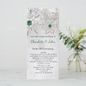Silver Emerald Green snewflakes winterbruiloft Programma (Staand voorkant)
