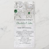 Silver Emerald Green snewflakes winterbruiloft Programma (Voorkant)