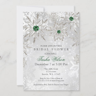 Silver Emerald Snowflakes Winter Vrijgezellenfeest Kaart