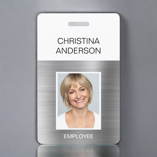 Silver Employee - Naam Foto Corporate Metallic Badge