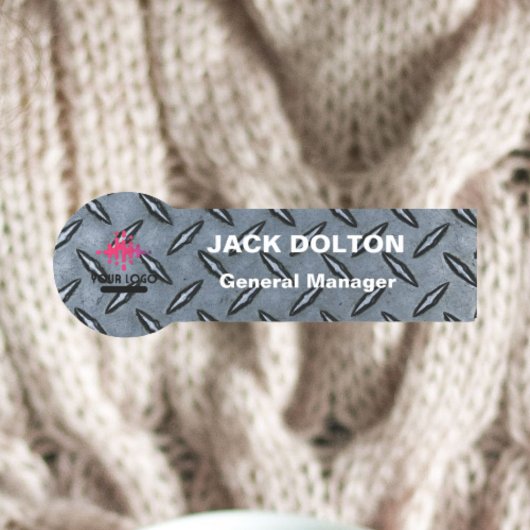 Silver Employee Name Badge met Custom Logo