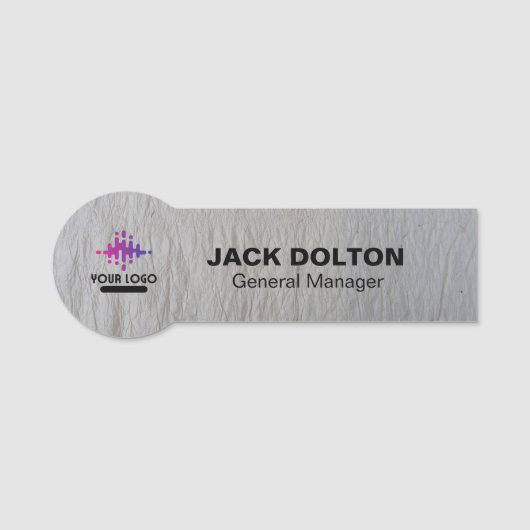 Silver Employee Name Badge met Custom Logo (Voorkant)