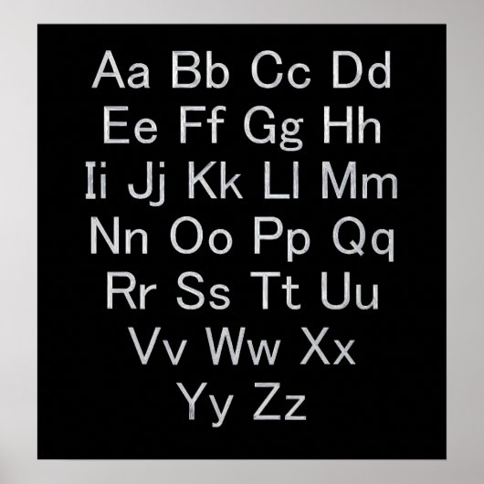 Silver- en Black Alphabet Chart Poster (Voorkant)
